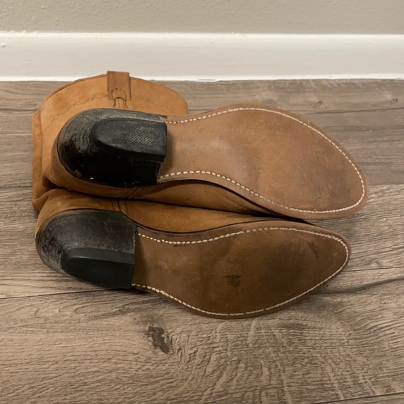 Camel Suede Pointed Toe Cowboy Boots - Picture 7 of 10